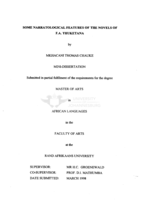 Some narratological features of the novels of F.A. Thuketana