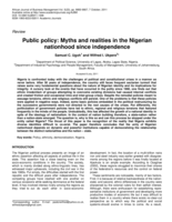Public policy : myths and realities in the Nigerian nationhood since independence