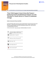 ‘That Child Support Grant gives me powers’ – exploring social and relational aspects of cash transfers in South Africa in times of livelihood change