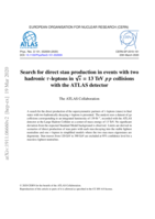 Search for direct stau production in events with two hadronic τ-leptons in √s = 13 TeV pp collisions with the ATLAS detector