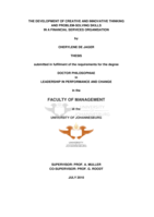 The development of creative and innovative thinking and problem-solving skills in a financial services organisation