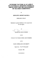 Economic factors as an aspect of culturally sensitive feedback : implication for the management of teacher competence