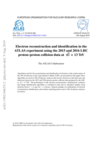 Electron reconstruction and identification in the ATLAS experiment using the 2015 and 2016 LHC proton–proton collision data at √s = 13 TeV