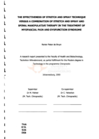 The effectiveness of stretch and spray technique versus a combination of stretch and spray and spinal manipulative therapy in the treatment of myofascial pain and dysfunction syndrome