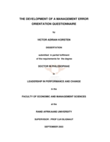 The development of a management error orientation questionnaire.