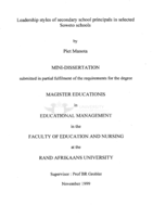 Leadership styles of secondary school principals in selected Soweto schools