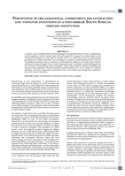 Perceptions of organisational commitment, job satisfaction and turnover intentions in a post merger tertiary institution.