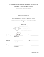 An isotherapeutic study to determine the effect of chlorine 9CH on chlorine levels in Nicotiana tabacum plants