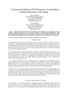 A Cleaner Production (CP) Perspective for the Metal Industry Processes: Case Study