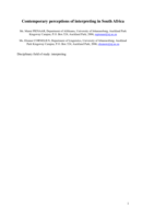 Contemporary perceptions of interpreting in South Africa