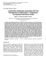 Leadership challenges associated with the management of Generation Y employees : a proposed theoretical model