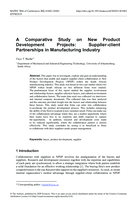 A comparative study on new product development projects : supplier-client partnerships in manufacturing industry  MATEC Web of Conferences 312, 01002 (2020) https://doi.org/10.1051/matecconf/202031201002