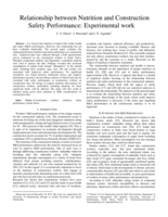 Relationship between nutrition and construction safety performance : experimental work