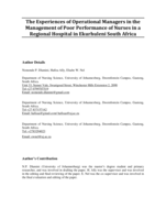 The experiences of operational managers in the management of poor performance of nurses in a regional hospital in Ekurhuleni, South Africa