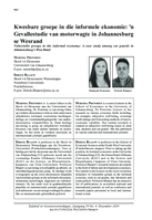 Kwesbare groepe in die informele ekonomie : ŉ Gevallestudie van motorwagte in Johannesburg se Wesrand