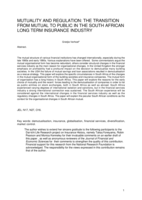 Mutuality and regulation : the transition from mutual to public in the South African long-term insurance industry