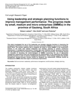 Using leadership and strategic planning functions to improve management performance: the progress made by small, medium and micro enterprises (SMMEs) in the province of Gauteng, South Africa.