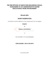 The perceptions of employees regarding sexual harassment  in an administrative higher educational work environment