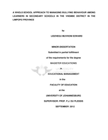 A whole-school approach to managing bullying behaviour among learners in secondary schools in the Vhembe District in the Limpopo Province