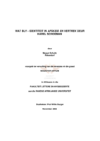 Wat bly - identiteit in Afskeid en vertrek deur Karel Schoeman.