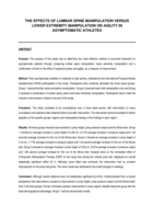 The effects of lumbar spine manipulation versus lower extremity manipulation on agility in asymptomatic athletes
