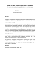 Gender and racial diversity in South Africa’s companies :  an exploration of barriers and solutions in the literature