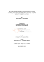 An evaluation of the constitutional court's contribution towards the attainment of an open society in South Africa