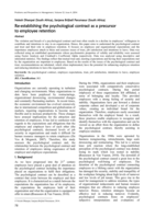 Re-establishing the psychological contract as a precursor to employee retention