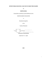 Mother tongue education : a case study of grade three children