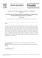 The barriers of using education technology for optimizing the educational experience of learners