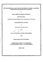 The differential analysis of secondary school learners' perception of discipline in Soweto