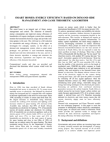 Smart homes : energy efficiency based on demand side management and game theoretic algorithm