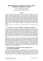 Zimbabwean school principals’ reflections on assuming leadership positions