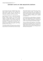 Editor's note on this milestone edition: introductory overview.