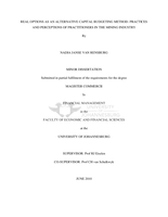 Real options as an alternative capital budgeting method: practices and perceptions of practitioners in the mining industry