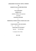 A programme to facilitate critical thinking of community health nurse preceptors