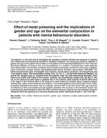 Effect of metal poisoning and the implications of gender and age on the elemental composition in patients with mental behavioural disorders