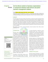 On the ethical conduct of business organisations : a comparison between South African and Polish business management students