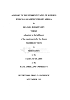 A survey of the current status of business ethics as academic field in Africa