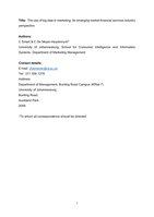 The use of big data in marketing : an emerging market financial services industry perspective
