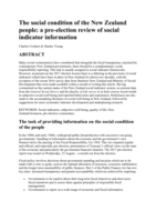 The social condition of the New Zealand people : a pre-election review of social indicator information