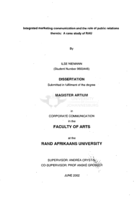 Integrated marketing communication and the role of public relations therein : a case study of RAU