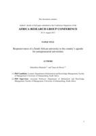 Responsiveness of a South African university to the country’s agenda for entrepreneurial universities