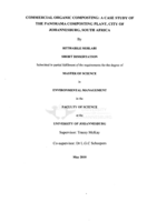 Commercial organic composting : a case study of the Panorama Composting Plant, City of Johannesburg, South Africa