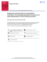 Shaping the directionality of sustainability transitions : the diverging development patterns of solar photovoltaics in two Chinese provinces