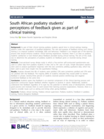 South African podiatry students’ perceptions of feedback given as part of clinical training