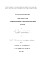 The influences of share buyback schemes on earnings per share and profitability of listed companies in South Africa