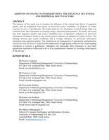 Adoption of online customer reviews : the influence of central and peripheral route factors