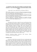 An exploratory study of the causes of failure in construction small businesses : a case of the Johannesburg construction industry, South Africa