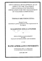 Educational development as an aspect of the teacher's educational foundation : implication for the management of teacher competence